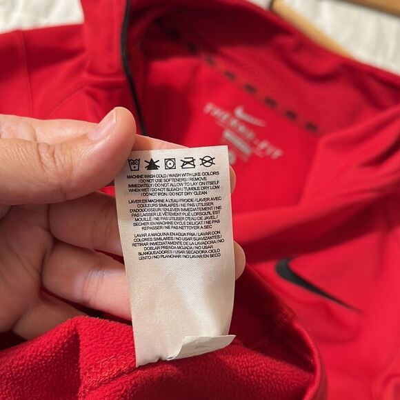 Nike S Therma-Fit Red Quarter Zip Fleece Interior Athletic Pullover Sweatshirt - Picture 13 of 13